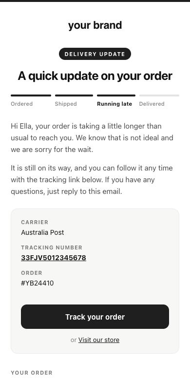 Running late email preview