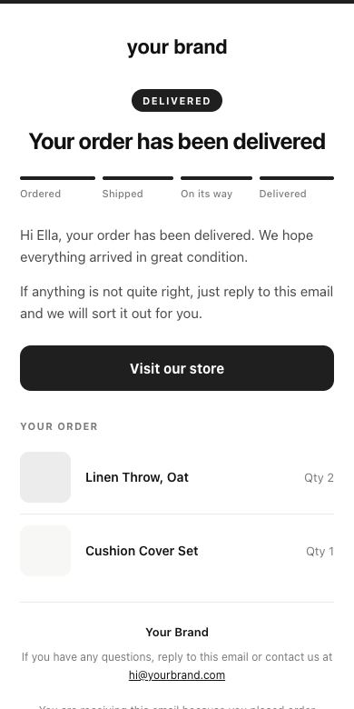 Delivered (optional) email preview