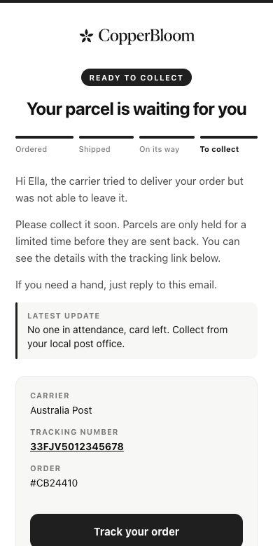 Delivery attempted email preview